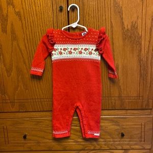 Super soft Janie and Jack red sweater romper, 3-6 mo